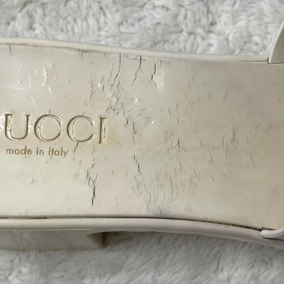 GUCCI Women's White Heeled Square Toe Slide Sandals Shoes Size 39 - Picture 12 of 16